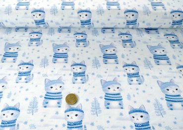 Frozzen Kity Hilco French Terry Meterware mit Katzen Kinderstoff